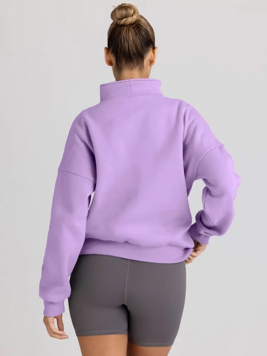 Trendy Queen Sweatshirts Half Zip Pullover Quarter Zip Oversized Hoodies Sweaters Comfy Fall Outfits 2024 Y2K Winter Clothes - Love Salve